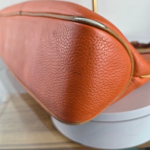 Dooney & Bourke Small O-Ring Slouch Shoulder Bag Orange Pebble Leather Purse - Picture 10 of 14
